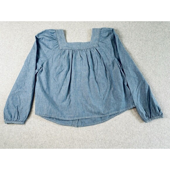 Levi's Amber Long Sleeve Blouse Square Neck Shirt 100% Cotton Flowy Medium - Picture 6 of 14